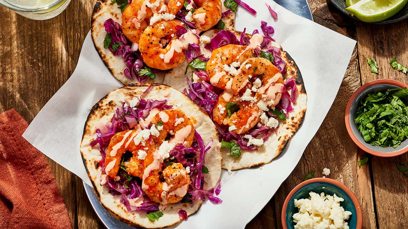 shrimp tacos with cilantro lime slaw